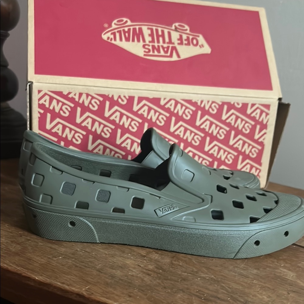 Vans Olive Cut-Out Slip-On Shoes